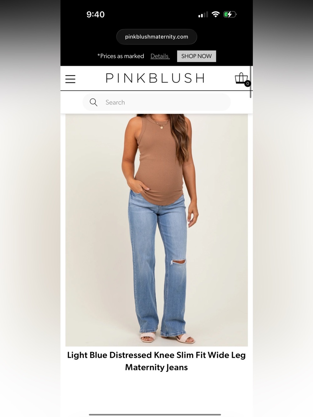 Pinkblush Light Blue Straight Leg Maternity Jeans with Navy Panel